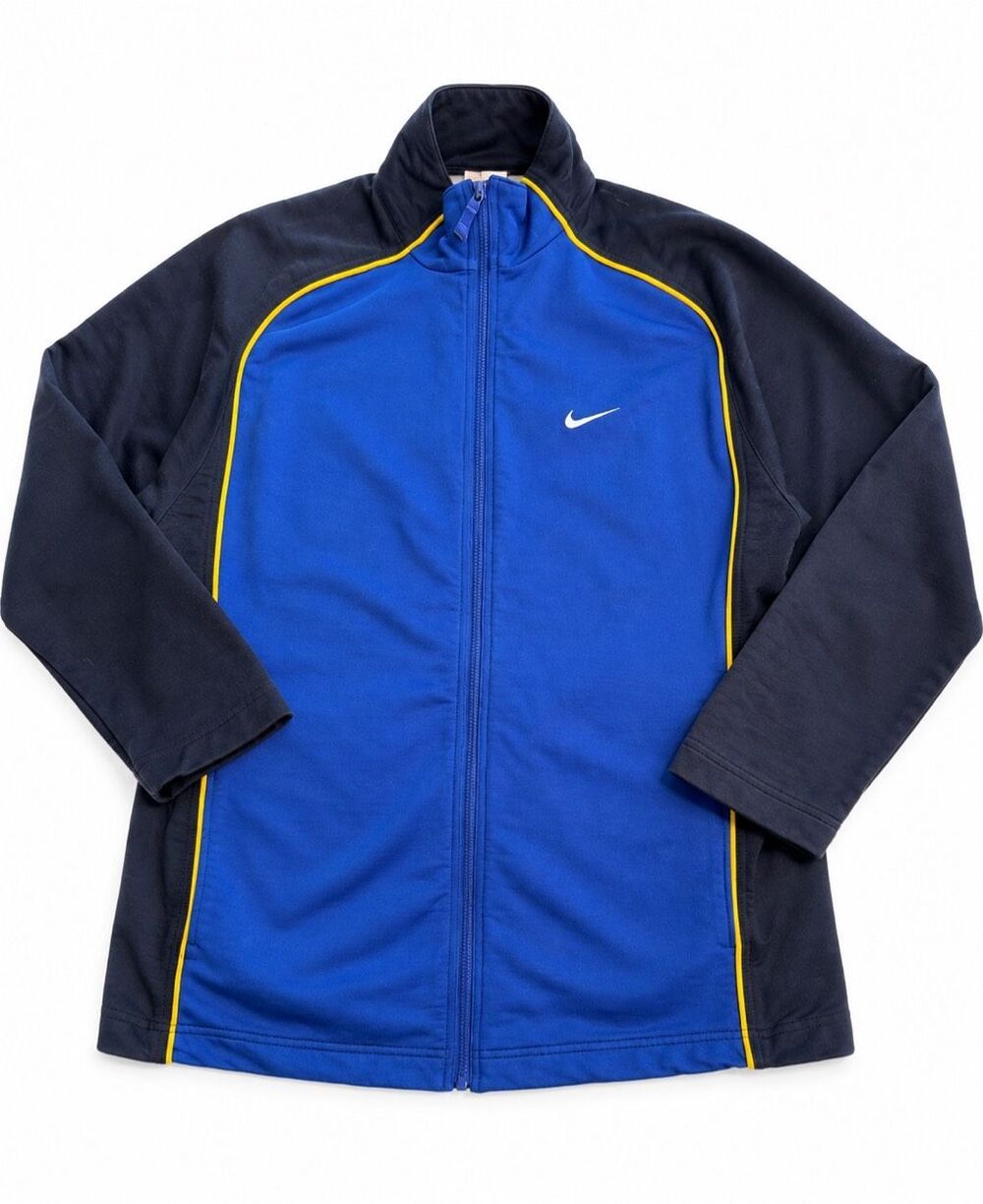 Nike Men’s Blue Yellow Full Zip Track Jacket Vintage Swoosh Size XL